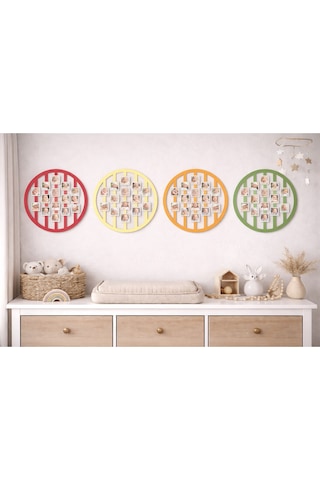 Yuvarlak 14lü Resim Çerçevesi Kişiye Özel Çerçeve 50 Cm Kuşlar 30 Cm Dir.no 4