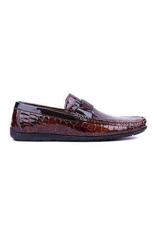 Fosco - Hakiki Deri Taba Croco Erkek Loafer - 2094 -1505 Siyah
