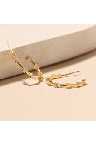 Luna Zirkon Küpe 717051 Gold Gümüş