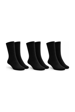 Teorastore Unisex Siyah Soket Çorap 3'lü Set Düz Basic Ribanalı Günlük Spor Esnek Rahat Uzun Çorap Konforlu Set