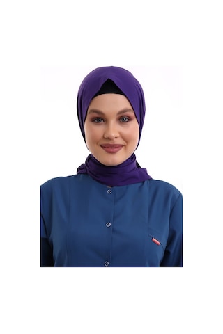 Tesettür Boyun Bağlamalı Bone - 128 Mor-5840 - 128 Mor
