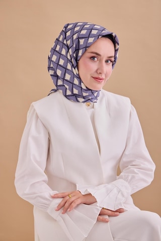 Twill İpek Eşarp 11474 - 90 X 90 / Mavi,gri,lacivert,beyaz-15 Mavi,gri,lacivert,beyaz-15