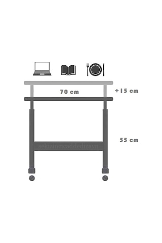 Sekizincicaddedizayn Yükseklik Ayarlı Çalışma / Laptop Sehpası - Çam 70x40