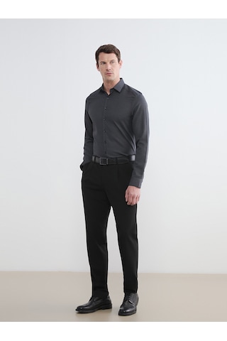 Lcw Busıness Gri Slim Fit Desenli Armürlü Erkek Gömlek