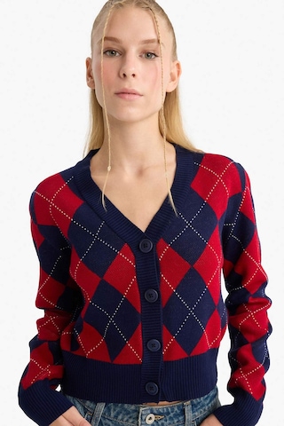 Defacto Coool Fitted V Yaka Baklava Desenli Düğmeli Hırka F9566ax25wnnv241 Lacivert