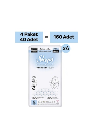 Sleepy Bio Natural Premium Plus Airbag Comfort Ultra Paket Bebek Bezi 5 Numara Junior 160 Adet