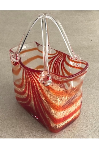 Fifth Avenue Crystal Vintage El Boyama Kırmızı Cam Vazo Çanta