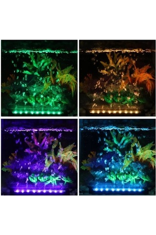Silkroadselect Longbangdian Shop Boyut-47cm Tarzı M Led Akvaryum Işık Balık Tankı Lambası Rgb Su Geçirmez Uzaktan Kumanda Hava Kabarcık Lambası Sualtı Dalgıç Oksijen Işığı Çok Renkli