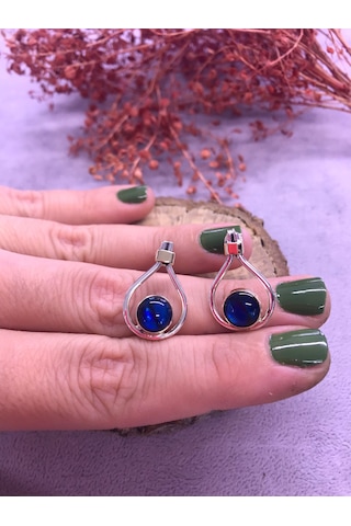 Nsa Gümüş Okyanus Sedefi Taşlı 925 Ayar Doğal Taş El İşi Gümüş Set