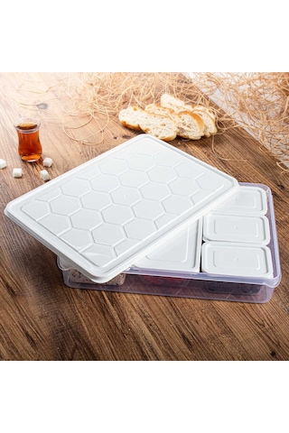 Porsima Follow Me 16 Parça Kapaklı Saklama Seti Kahvaltılık Beyaz