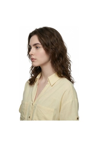 Oversize Kadın Gömlek K.kol Light Yellow