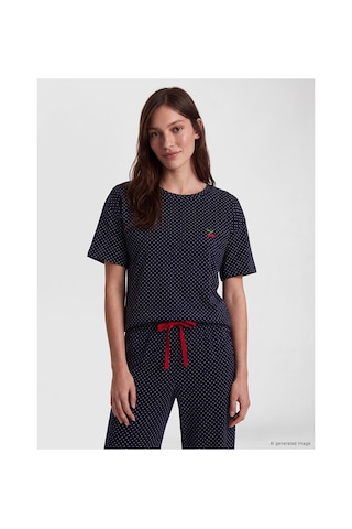 Lcw Young Lacivert Puantiyeli Kadın Pijama Takım