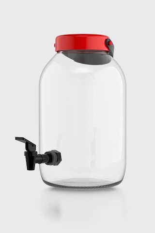 Renga Macro 5000 Ml Kırmızı Kapaklı Musluklu Cam Kavanoz 131002 Kırmızı