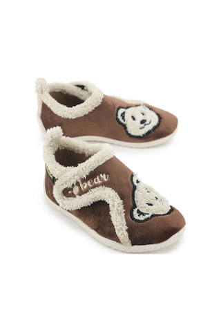 Gezer Erkek Çocuk Kışlık Pvc Rahat Taban Tek Cırt Cırtlı Ayarlanabilir Kemer Ev Okul Kreş Panduf Aya Kahve