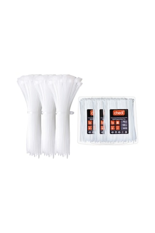 Chedı Kablo Bağları, 25 Cm 300'lü Paket Çok Amaçlı Kullanım, Premium Kalite Beyaz Kablo Klipsi