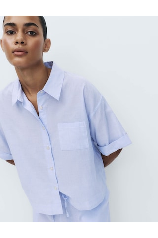 Marks & Spencer Pamuklu Pijama Üstü T37003740T Mavi