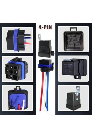 Xuweiwei Ağır Hizmet Tipi 12v 4 Pinli 5li Paket Spst Otomotiv Denizcilik Röle Kiti Ve Kablo Demeti 5 Adet 12 Awg Bakır Teller
