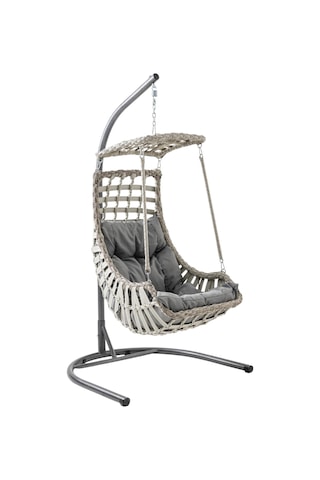 Capri Swing Alaçatı Tekli Rattan Bahçe Salıncağı Balkon Salıncağı Cappuccino