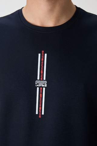 Tommy Life Lacivert Pamuklu Kalın Yüzeyi Dokulu Oversize Fit Baskılı Erkek T-shirt - 88366 Lacivert