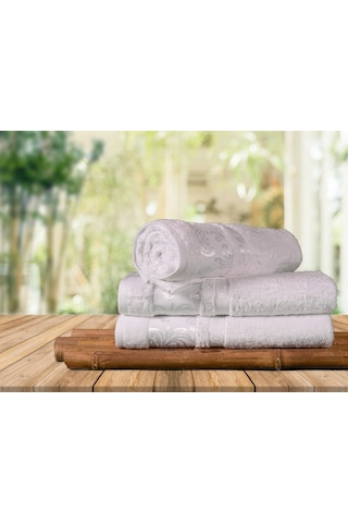 Mulberry Bambu Havlu %100 Organik Bambu Havlu Seti 50 x 90 - 6'lı Paket Premium Ultra Yumuşak Dekoratif Beyaz