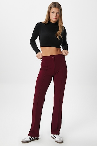 Ritnice Kadın Straight Likralı Bordo Pantolon Bordo