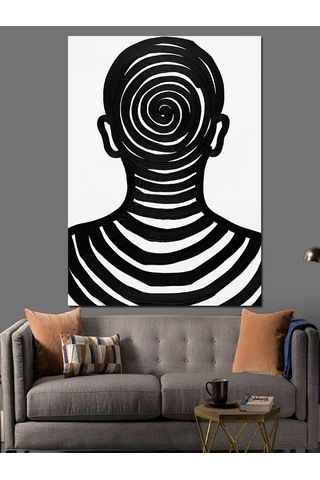 Spiral Çizim İnsan Kafası Dekoratif Kanvas - Mdf Ahşap Tablo