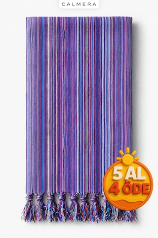 Calmera Etnika Peştemal İnce - Renkli Saçaklı Plaj Pareo, Deniz, Havuz, Yoga, Kamp, Pilates Havlusu Mor