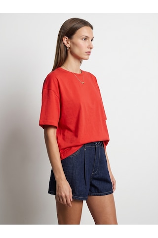 Dilvin 31017 %100 Pamuk Basic T-shirt-kırmızı