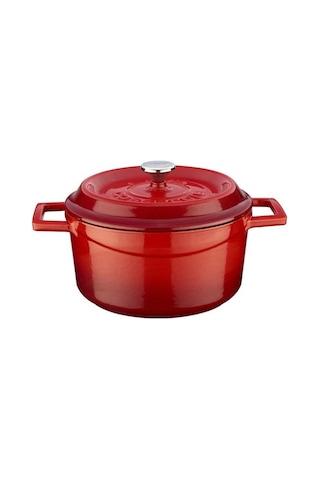 Lava Döküm Yuvarlak Tencere Çap 20Cm Trendy Kırmızı