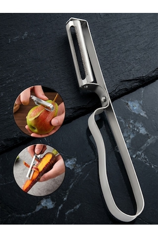 Mucit Home Gümüş Yan Soyacak Patates Sebze Soyacağı Paslanmaz Çelik Ergonomik Pratik Soyma Aparatı