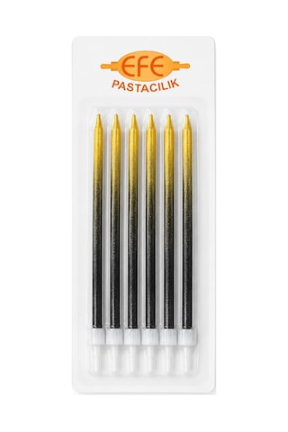 Metalik Siyah Gold Uzun Pasta Mumu 17 Cm Karışık