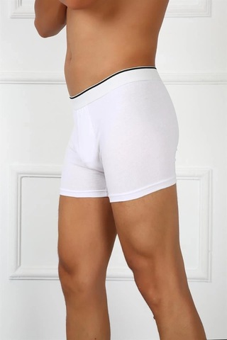 Giyim Erkek Büyük Beden Pamuklu Likralı Boxer Beyaz Beyaz