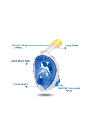 Gmsticaret Dailytech Tam Yüz Dalış Maskesi Slikon Şnorkel Full Face
