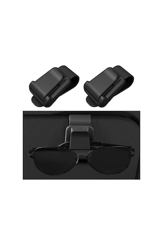 Siyah Araba Güneş Gözlüğü Tutucu, 2 Parça Araç Güneşliği Gözlük Tutucu Klipsi, Araç İçi Gözlük Bileti Kart Düzenleyici Askı Klipsi Aksesuarları