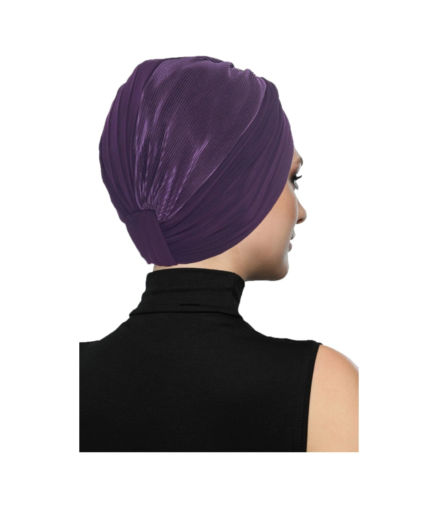 Çapraz Plise Astarlı Hazır Türban Ve Tesettür Bonesi Mor