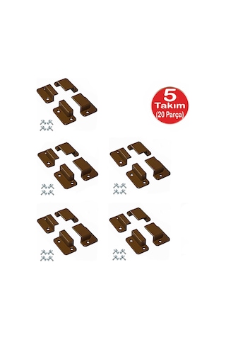 Kahve Pimapen Pencere Sineklik Montaj Aparatı Köşe Bağlama Pabucu 5 Set 10x20 Profil İçin