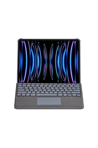 T5509d Apple Uyumlu iPad Pro 12.9 2022 Kılıf Palermo Ledli Klavyeli Standlı Tablet Kılıfı - Siyah Diğer