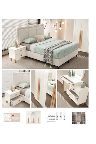 Asia Mdf Membran 6 Kapaklı Gardırop ve Yatak Odası Takımı