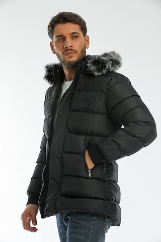 Slazenger Harshal In Erkek Kapüşonlu Şişme Siyah Mont & Kaban