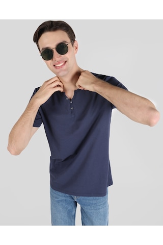 Colin'S Regular Fit Bisiklet Yaka Basic Lacivertvert Erkek Kısa Kol Tişört Cl1062745_Q1.V1_Nav