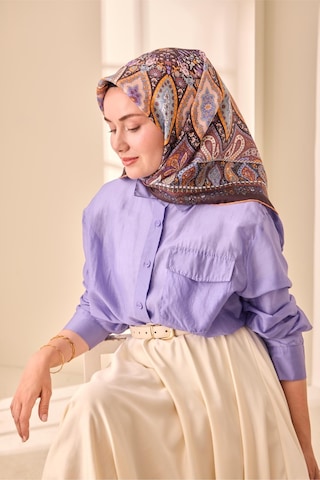 Silk Home Twill İpek Eşarp 11476-25 Acı Kahve, Turuncu, Mavi, Mor, Beyaz