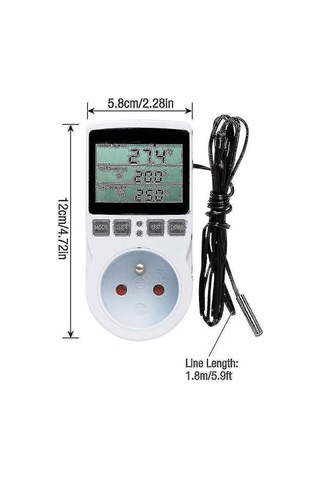 Dijital / Isıtma Ve Soğutma Termostat Soketi Lcd Sıcaklık Kontrolörü, Sera Sıcaklık Kontrolörü/teraryum Termostatı Soket İçin 230v