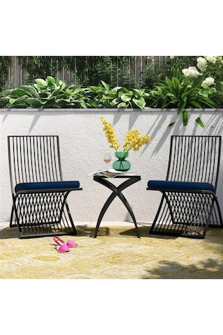 Letto Metal Bahçe Oturma Grubu Antrasit