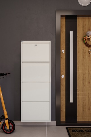 Ceha Kilitli 4'lü Metal Ayakkabılık Beyaz - K.AYK-4 /AB9010/KL