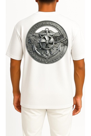 Bahriyeli Collection Oversize Sg Cep Ve Sırt Baskılı Unisex T-shirt Beyaz