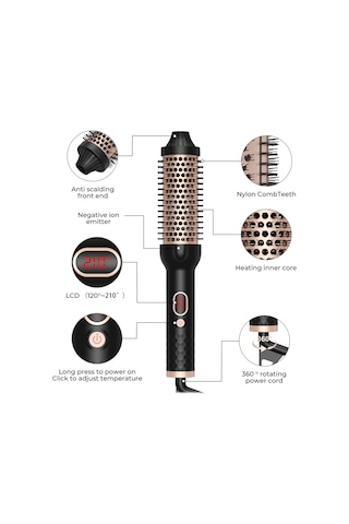 Yifomall Üçlü Fonksiyonlu Taşınabilir Saç Düzleştirici Ve Fırçası, Hızlı Isınma, 120 C-210 C Ayarlanabilir Sıcaklık