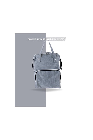 Tommybaby Anne Bebek Bakım Sırt Çantası Biberon Termoslu Sıvı Geçirmez Bebek Çantası Gri