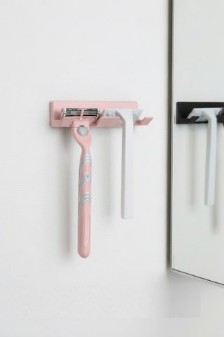 Pembe Yapışkanlı Traş Bıçak Bıçağı 2 Jilet İçin Traş Bıçaklık 2li Jiletlik Banyo Organizer