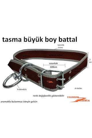 Köpek Tasması 100cm Süper Kalın Duble Uzun Boy Kangal Tasma Battal Kalın Metal Toka Açık Kırmızı