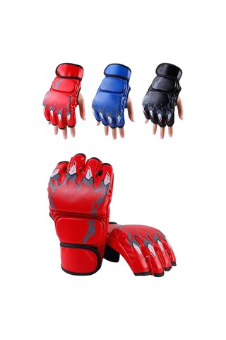 Reedark Erkek Kadın Yarı Parmak Boks Eldiveni, Muharebe Ve Kum Torbası Egzersizleri İçin, Gripli Eldiven, Güvenli Ve Konforlu, Mavi Mavi